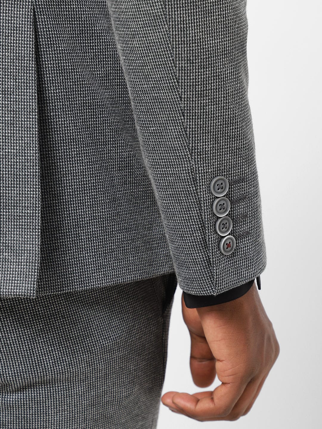 Men's Grey Gingam Blazer TCJ46466