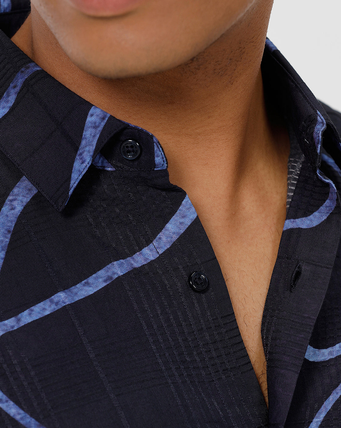 Navy Leaf Print Shirt