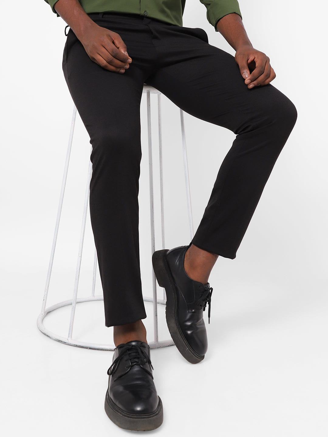 Black Knitted Stretch Men's Trouser