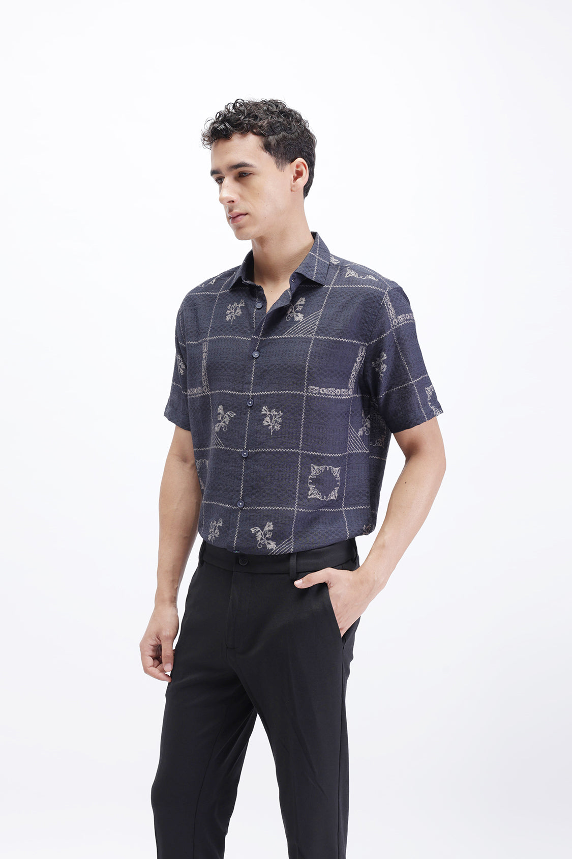 ABSTRACT CHECKED SLIM FIT SHIRT
