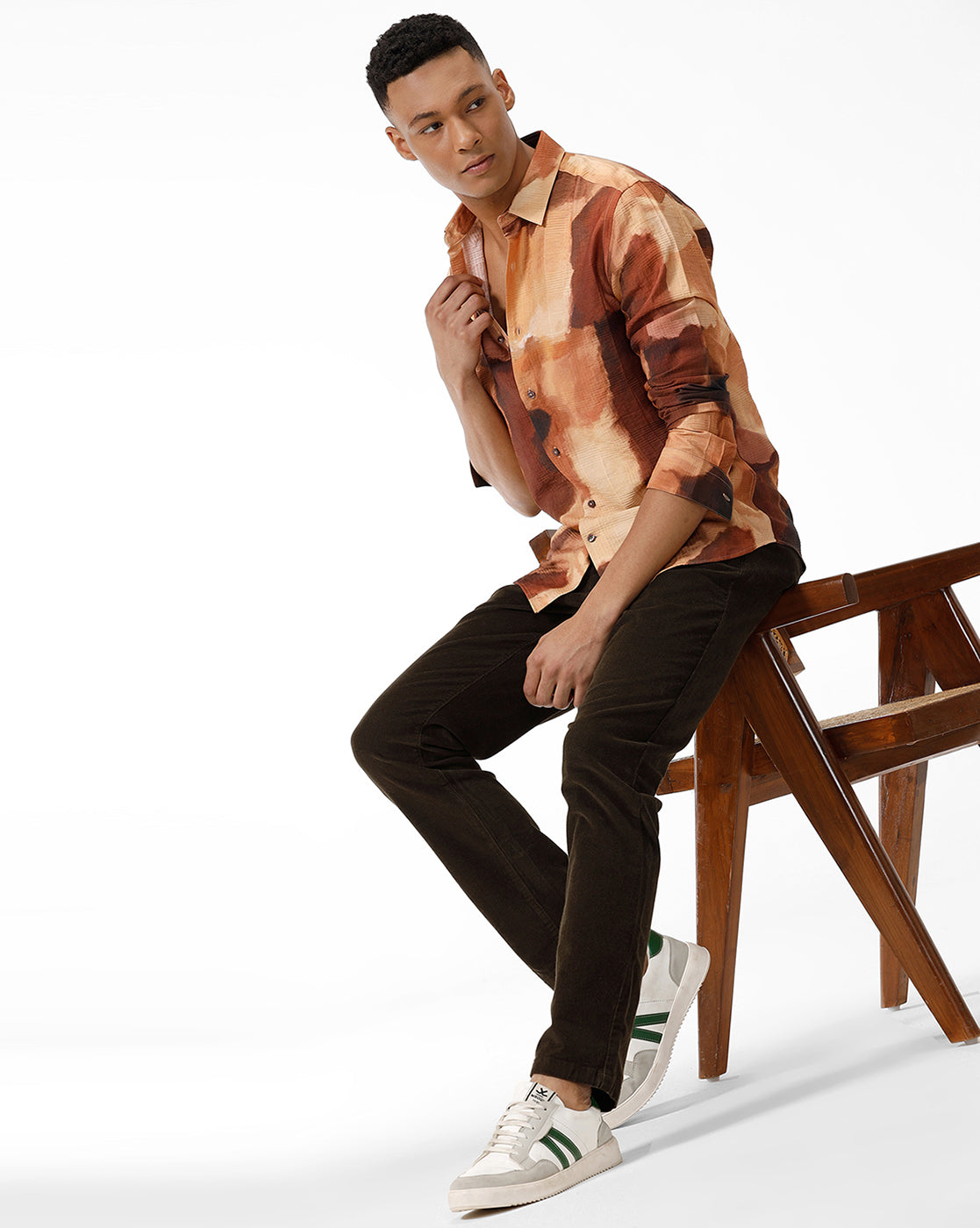 Rust Brown Abstract Casual Shirt