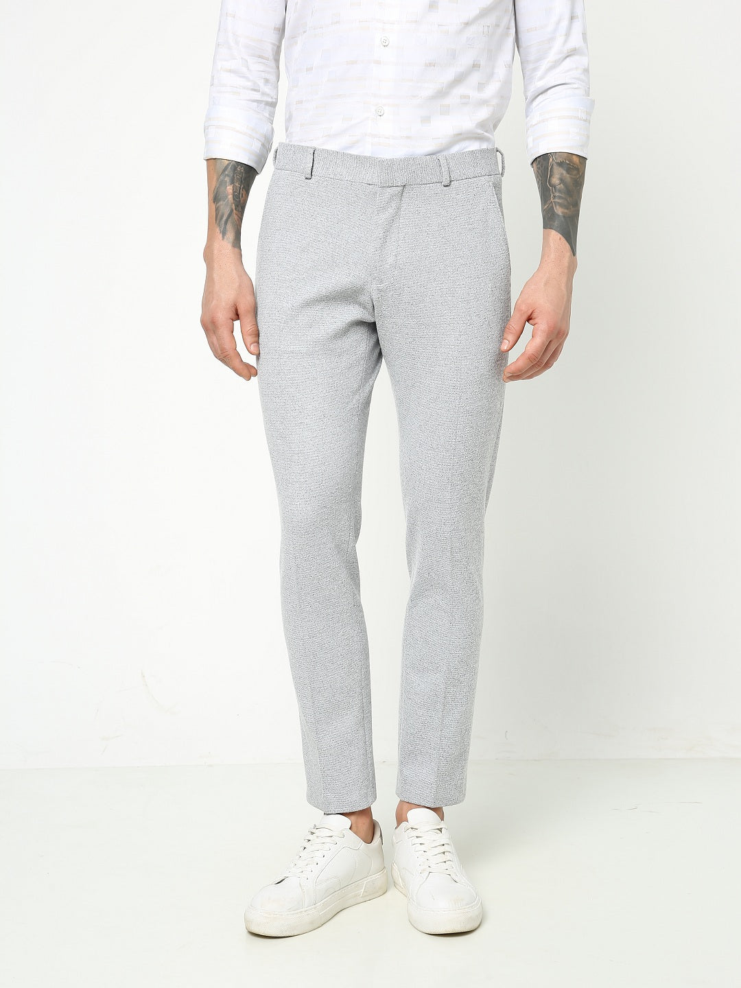 Grey Knitted Stretch Men's Trouser