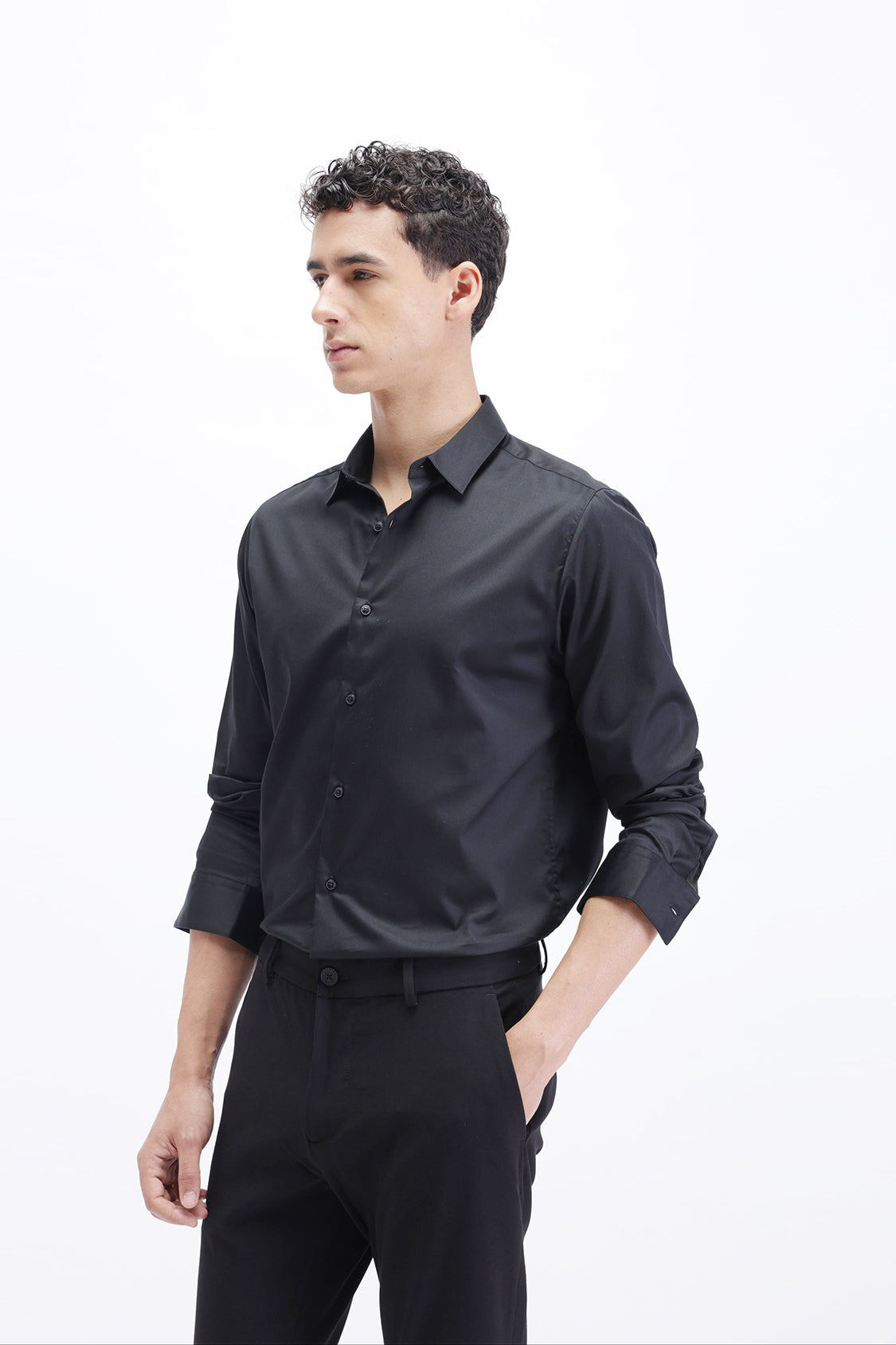 SLIM FIT SOLID COTTON SHIRT