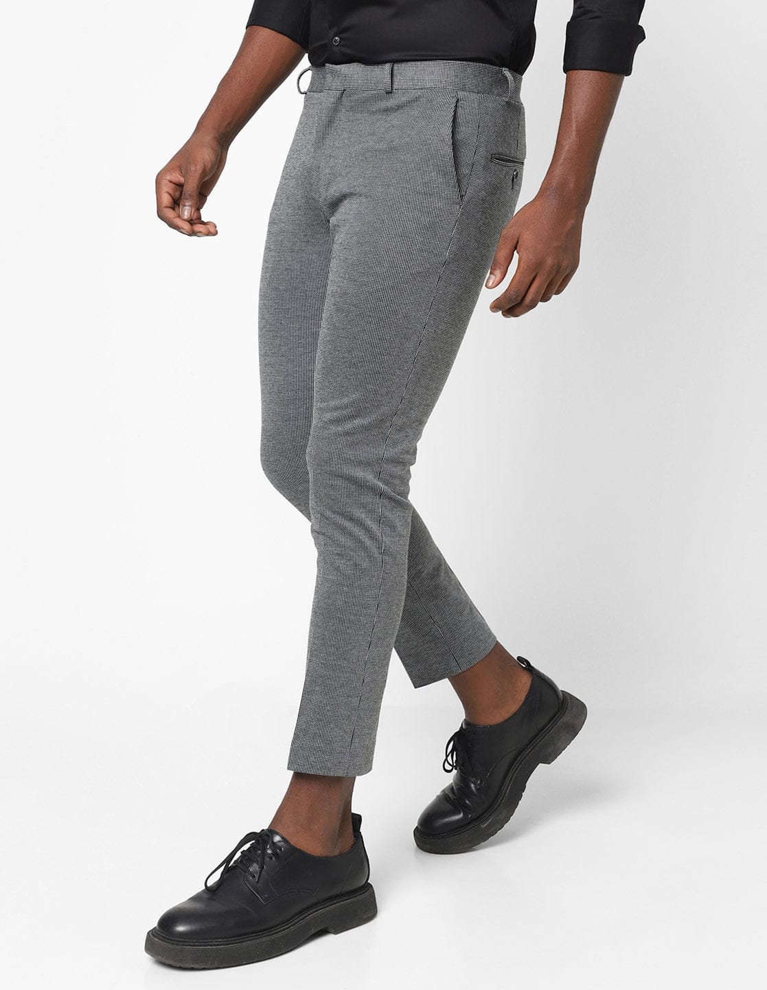 Grey Knitted Stretch Men's Trouser