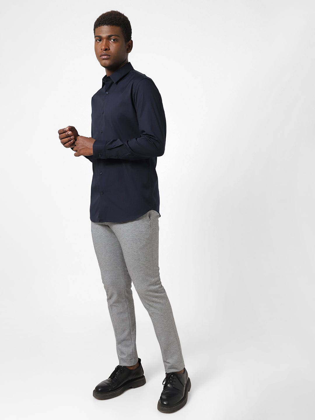 Grey Knitted Stretch Men's Trouser