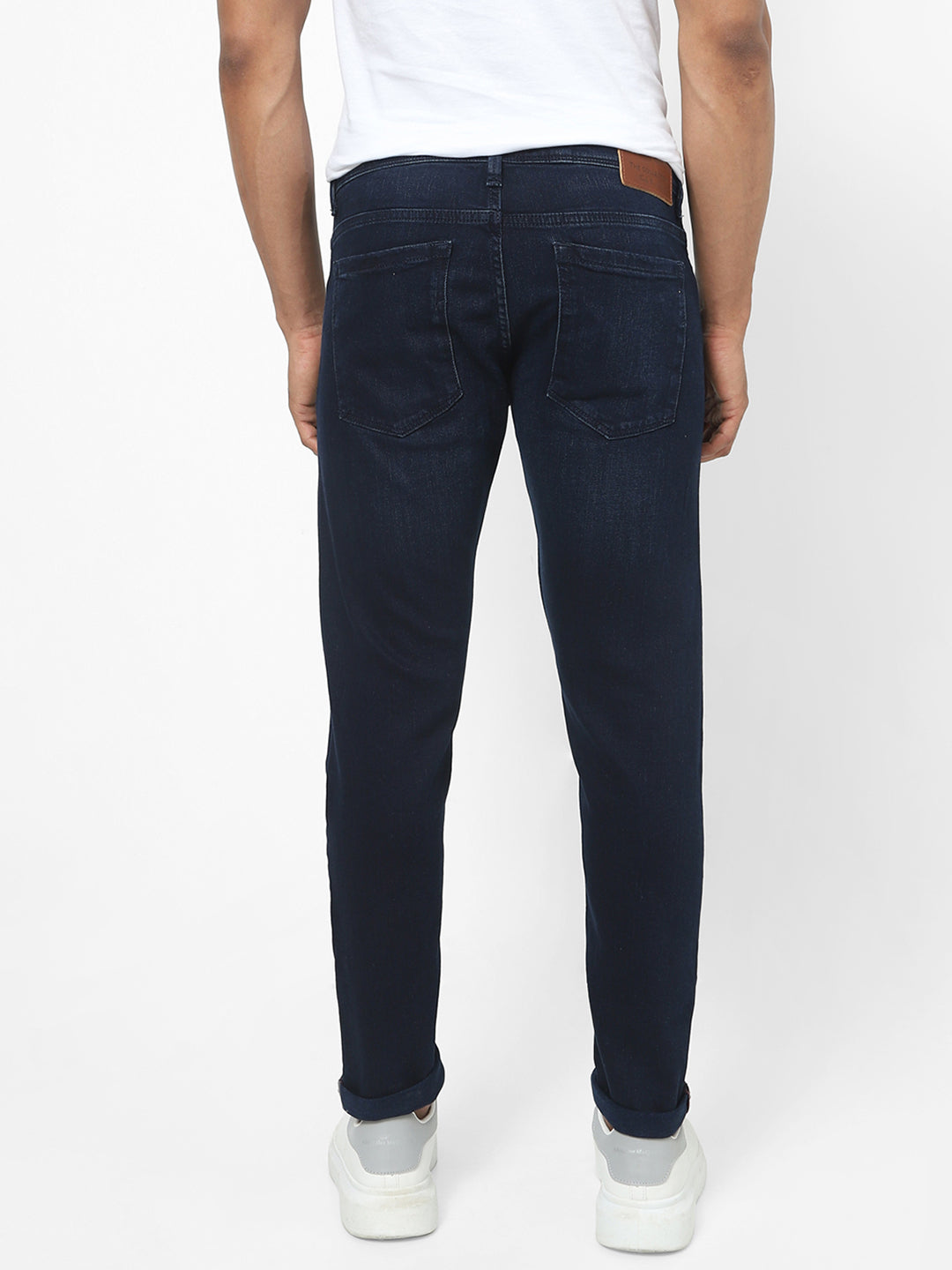 Men Slim Mid Rise Dark Blue Jeans