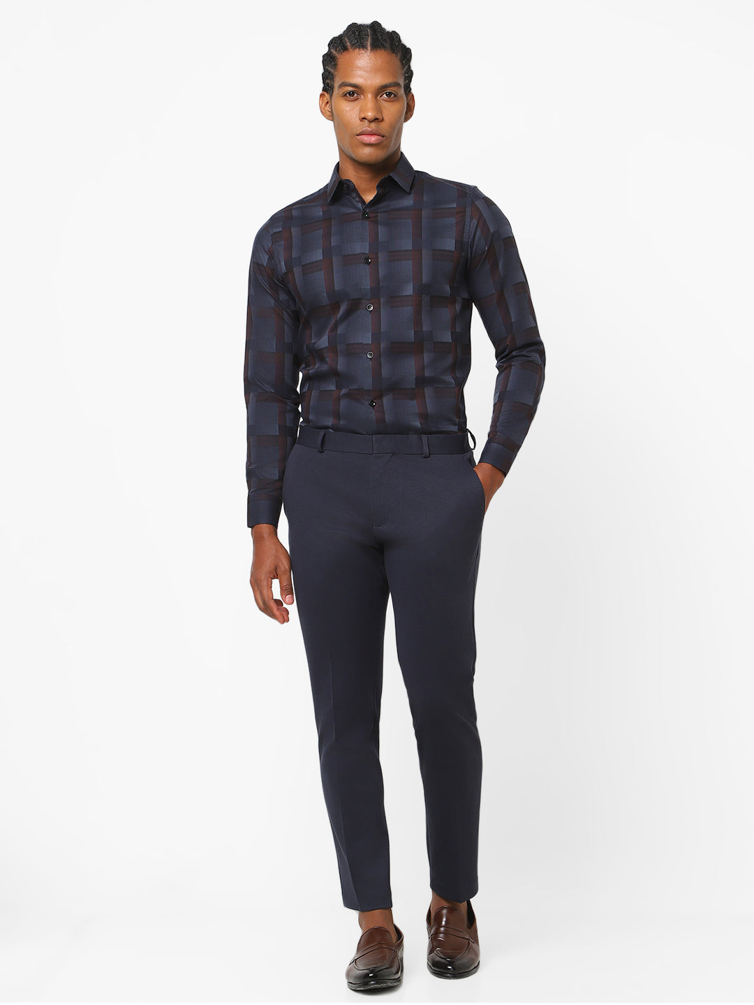 Navy Knitted Stretch Men's Trouser