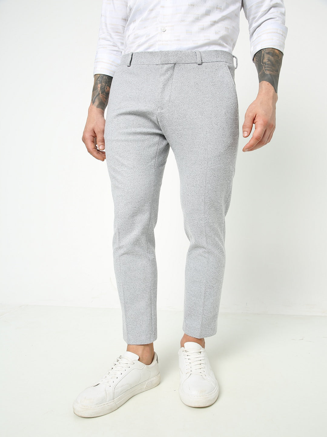 Grey Knitted Stretch Men's Trouser