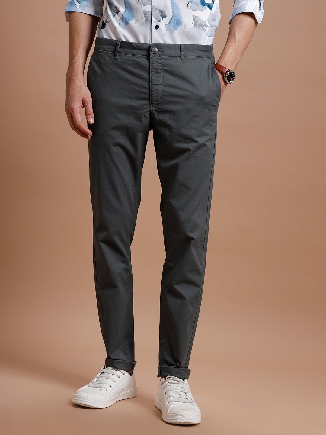 Dk Grey  Smart Casual Cotton Trouser
