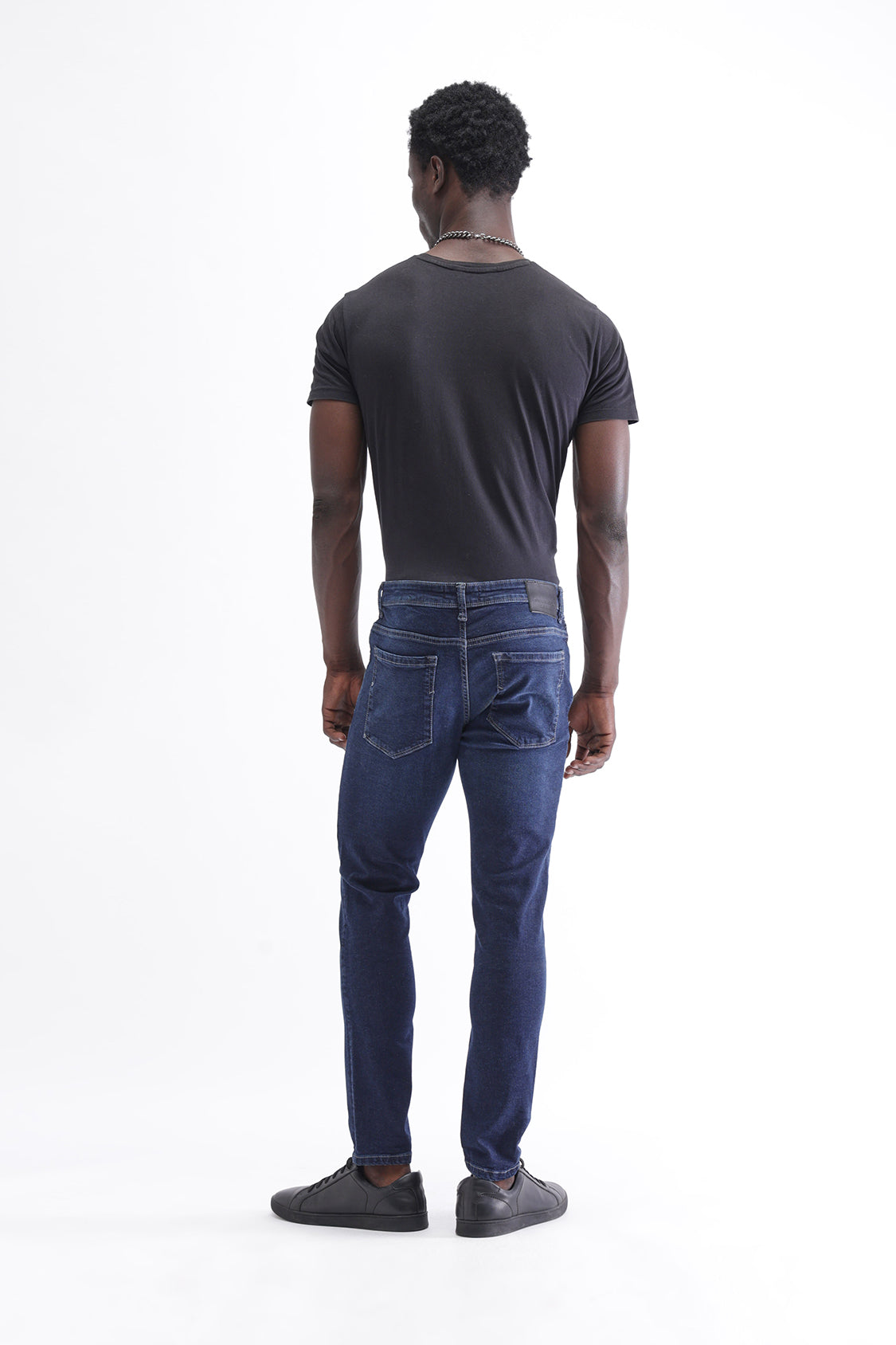 Men Slim Mid Rise Dark Blue Jeans