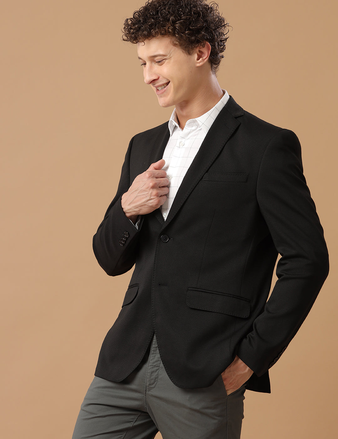 Men's Slim Fit Single Breasted Black Formal Blazer