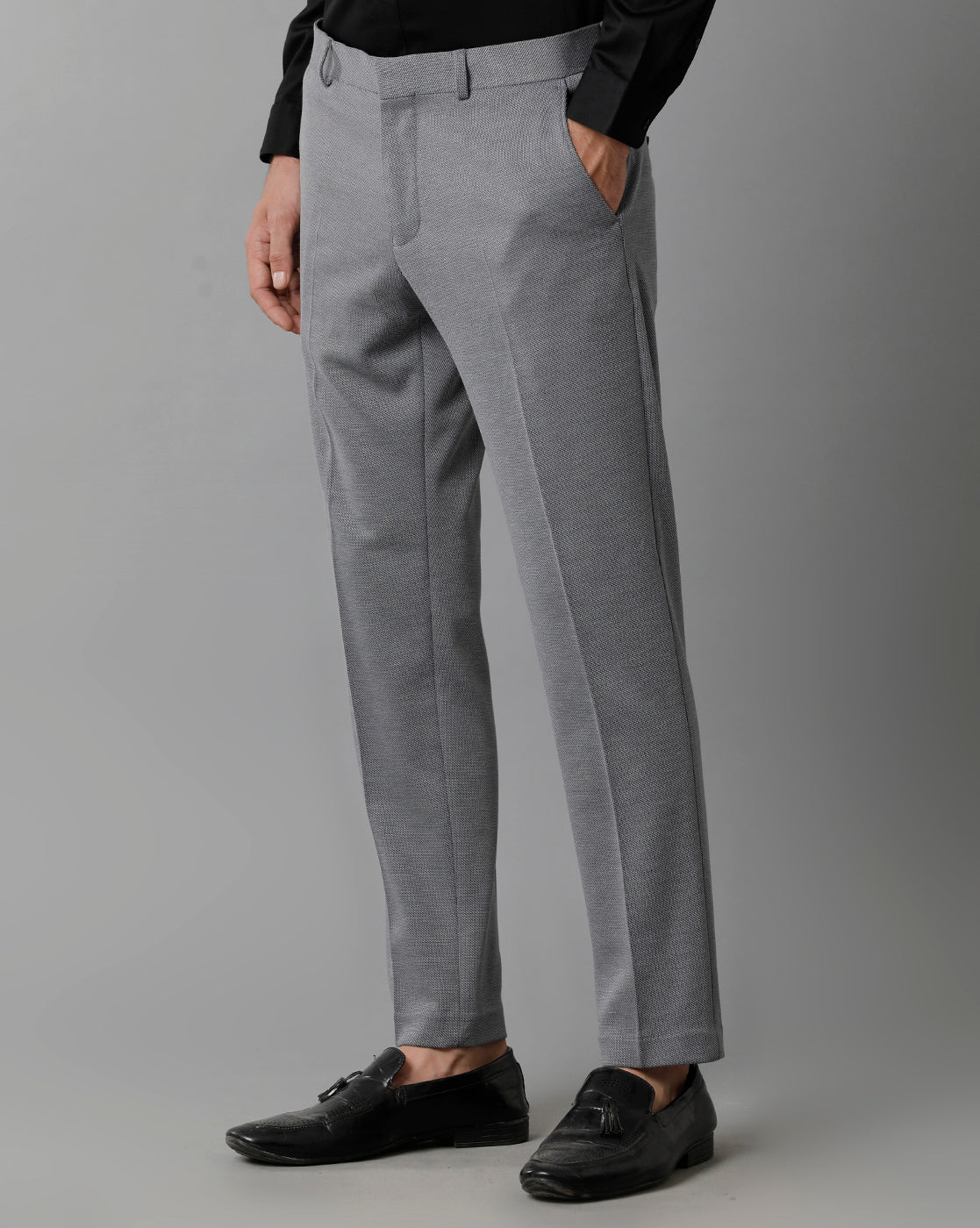 Grey Knitted Stretch Men's Trouser