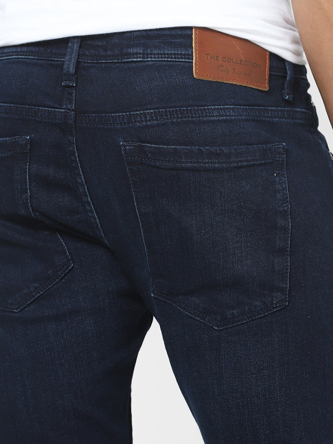 Men Slim Mid Rise Dark Blue Jeans