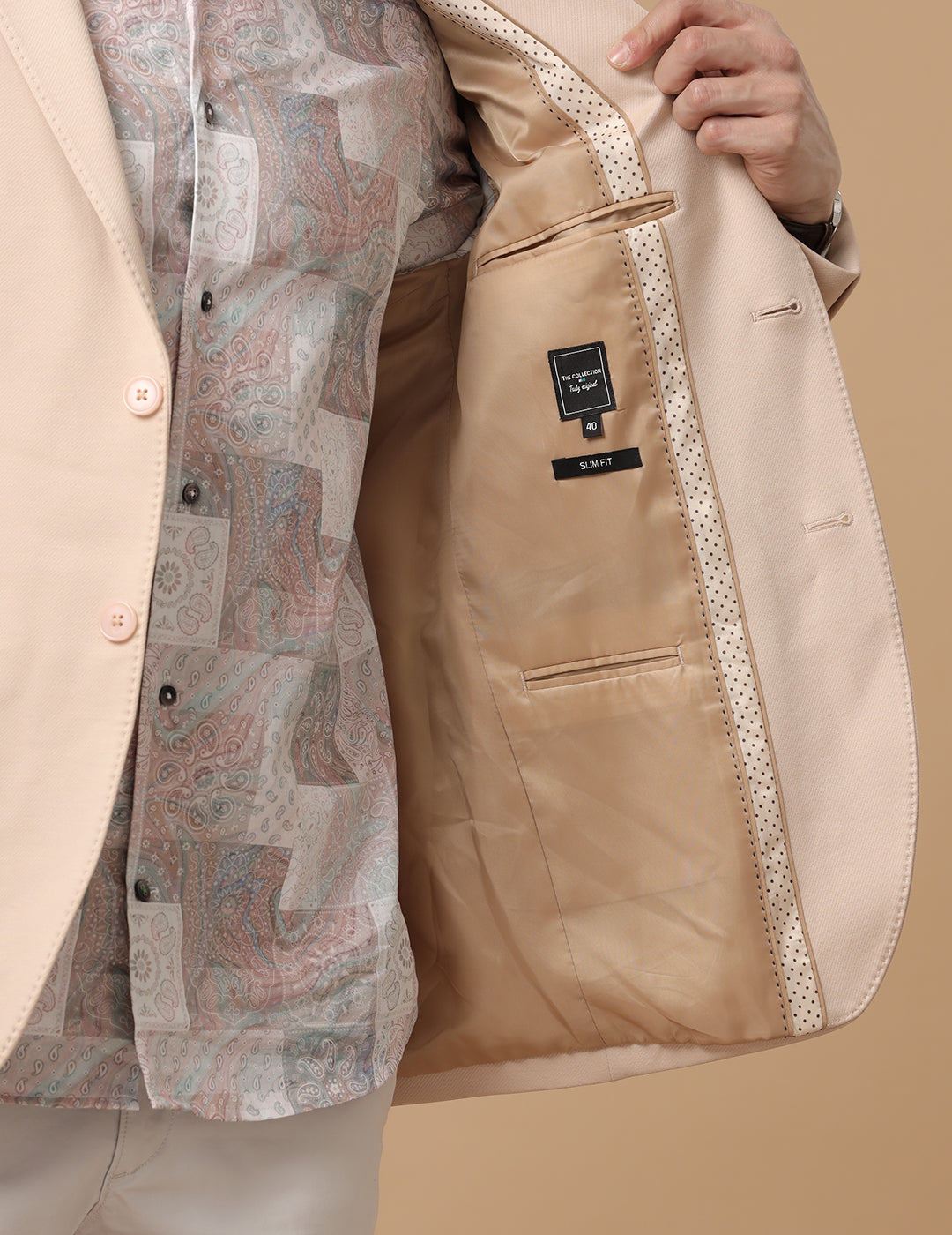 Men's Slim Fit Single Breasted Beige Formal Blazer