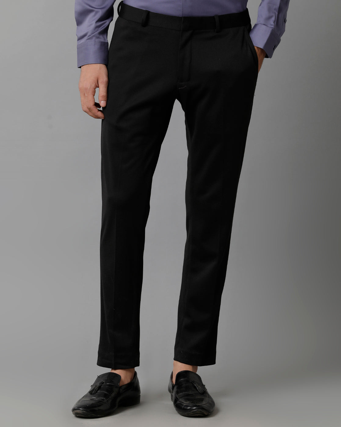 Black Knitted Stretch Men's Trouser