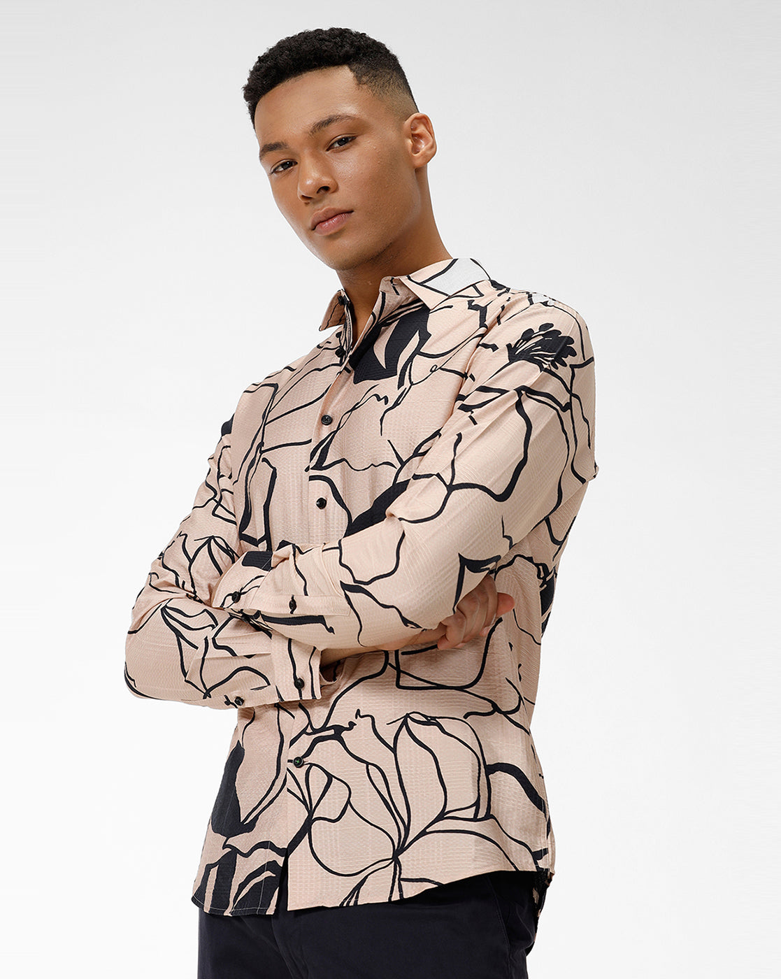 Beige Petal Print Shirt