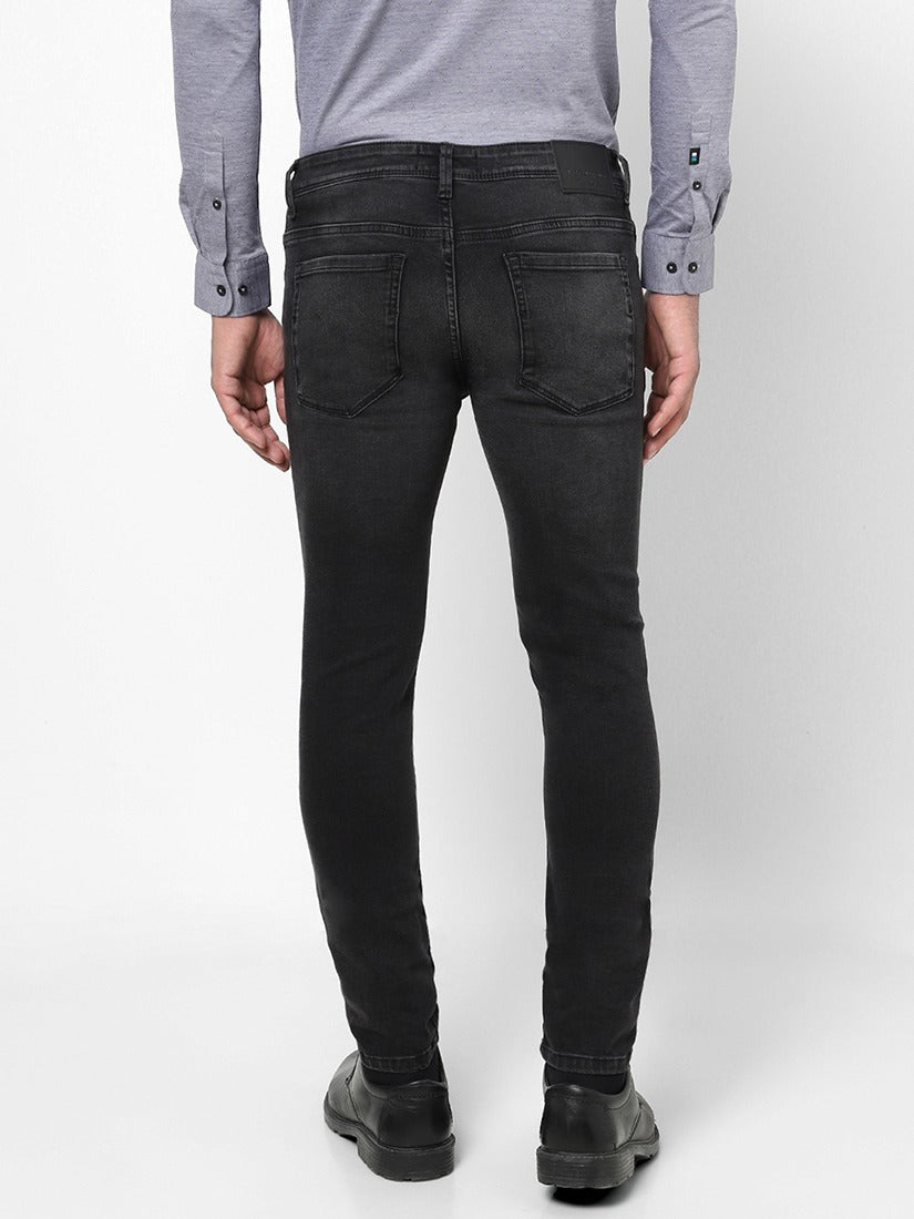 Men Slim Mid Rise Black Jeans