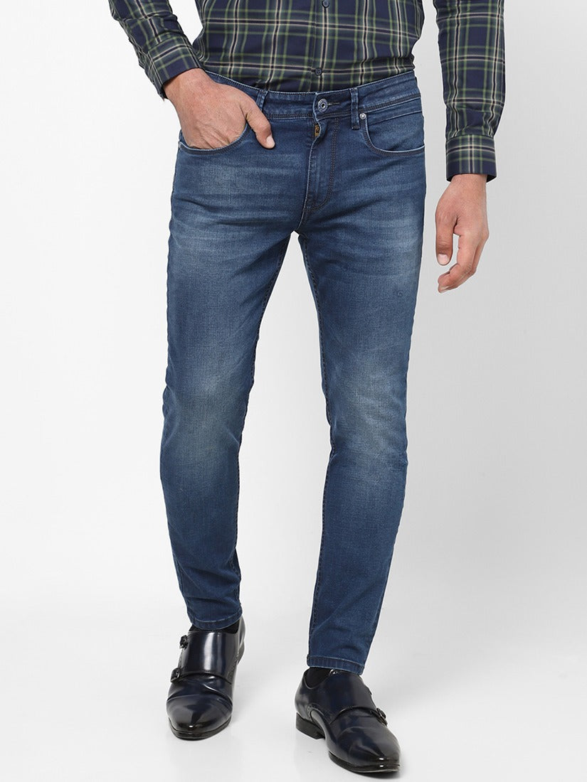 Men Slim Mid Rise Light Blue Jeans