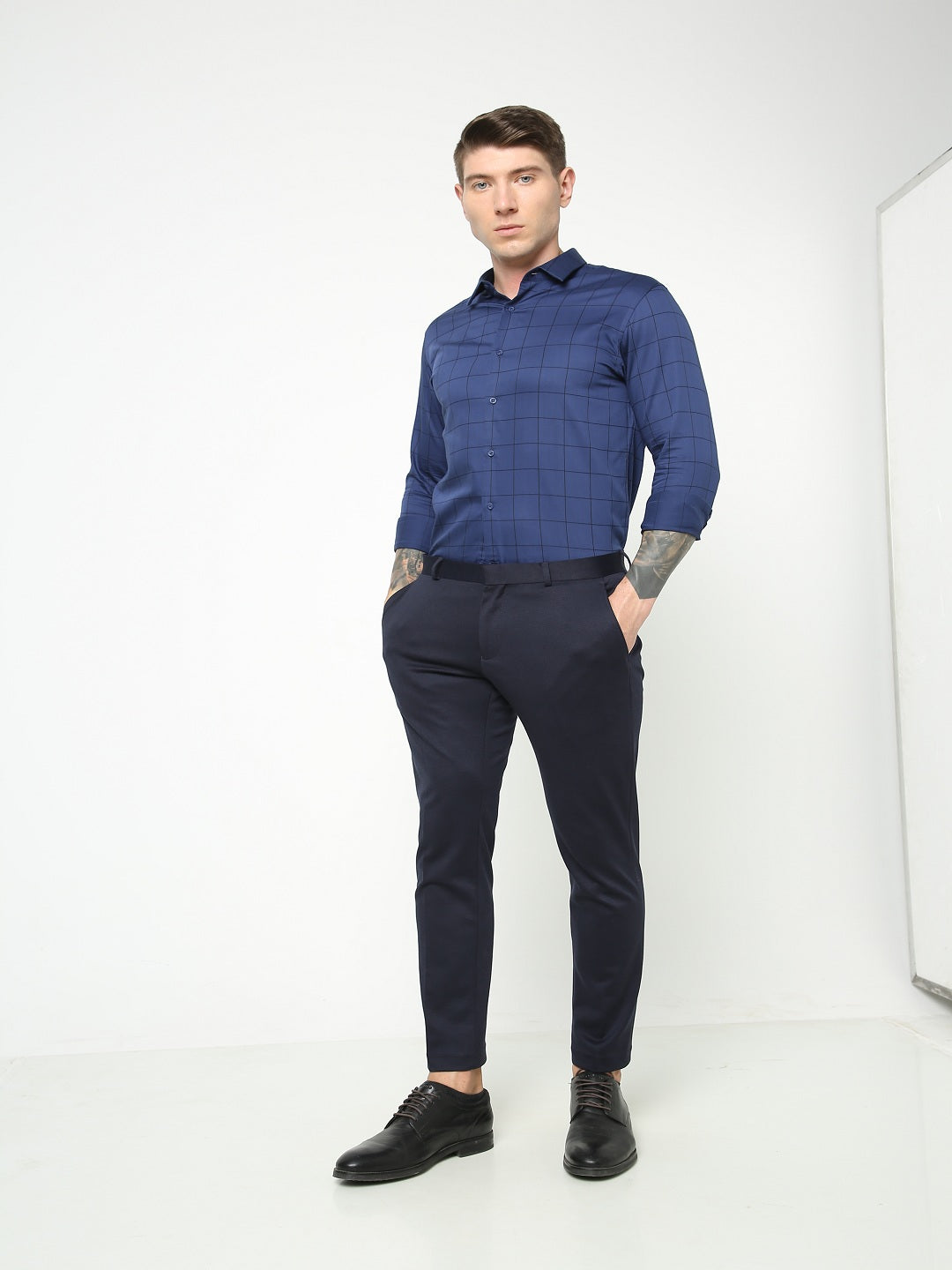 Navy Knitted Stretch Men's Trouser
