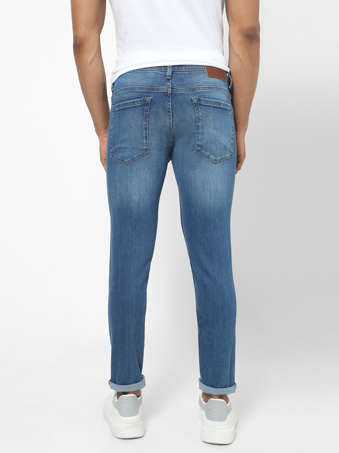 Men Slim Mid Rise Light Blue Jeans
