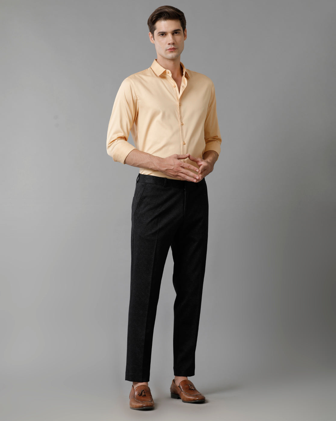 Black Check Knitted Stretch Men's Trouser