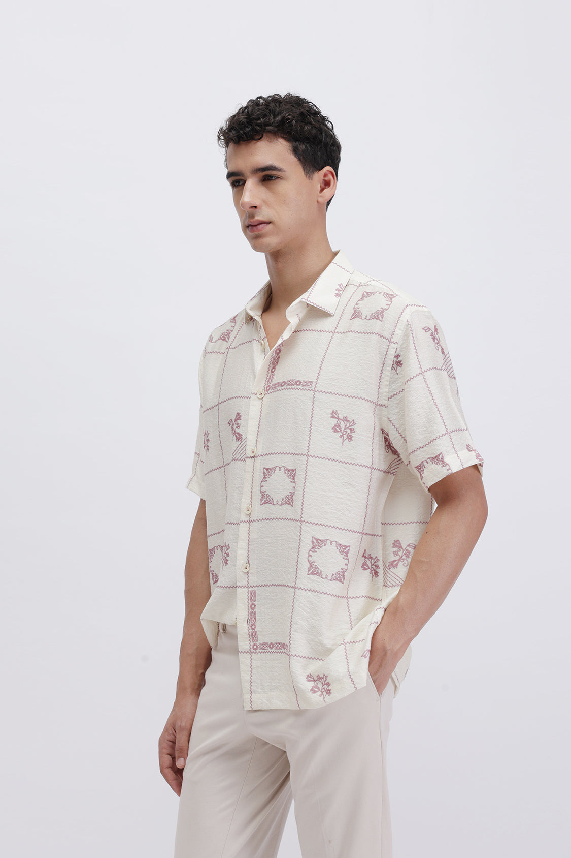 ABSTRACT CHECKED SLIM FIT SHIRT