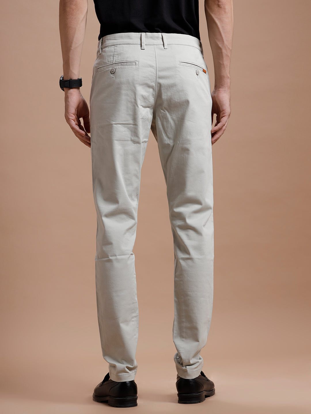 Grey  Smart Casual Cotton Trouser
