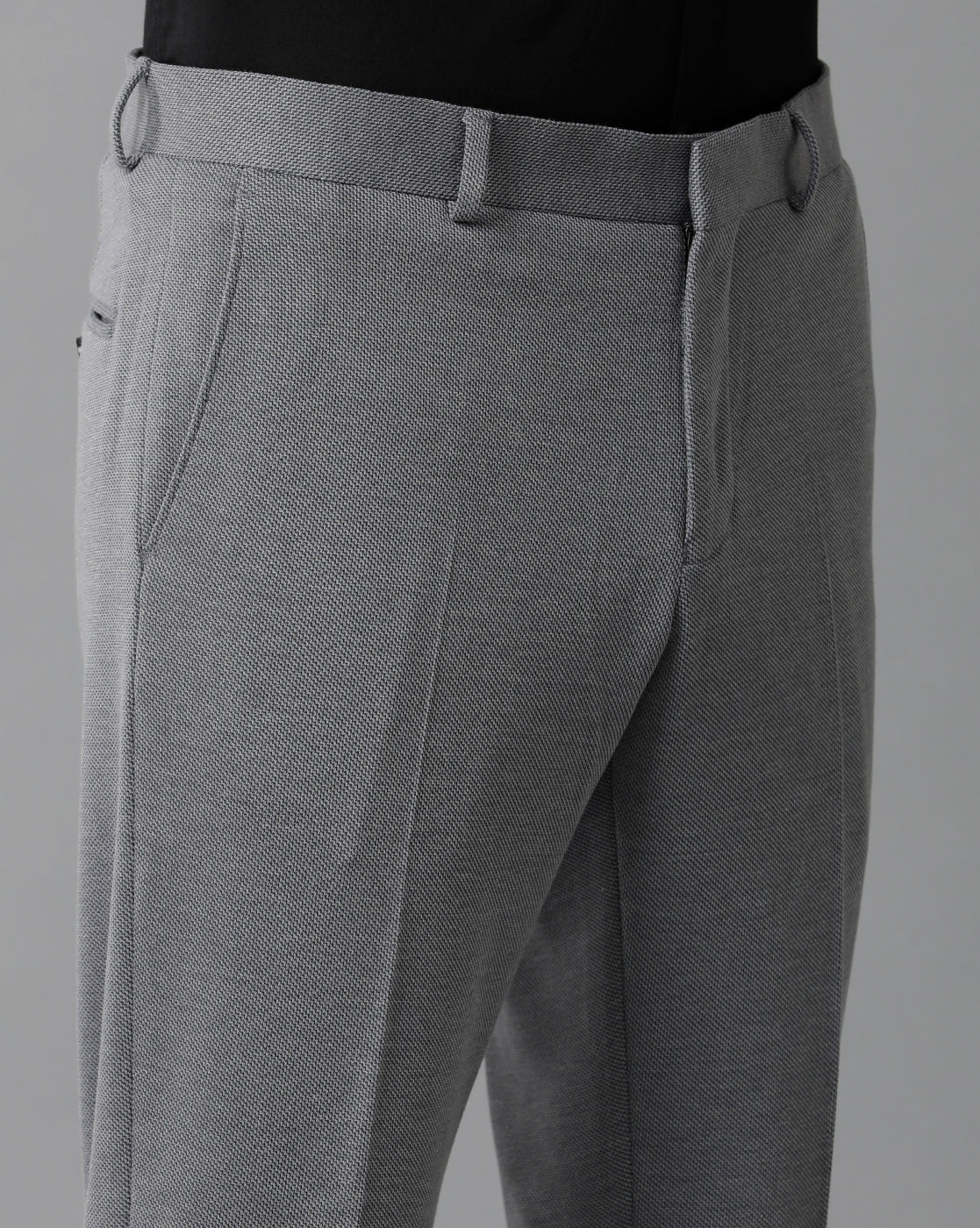 Grey Knitted Stretch Men's Trouser