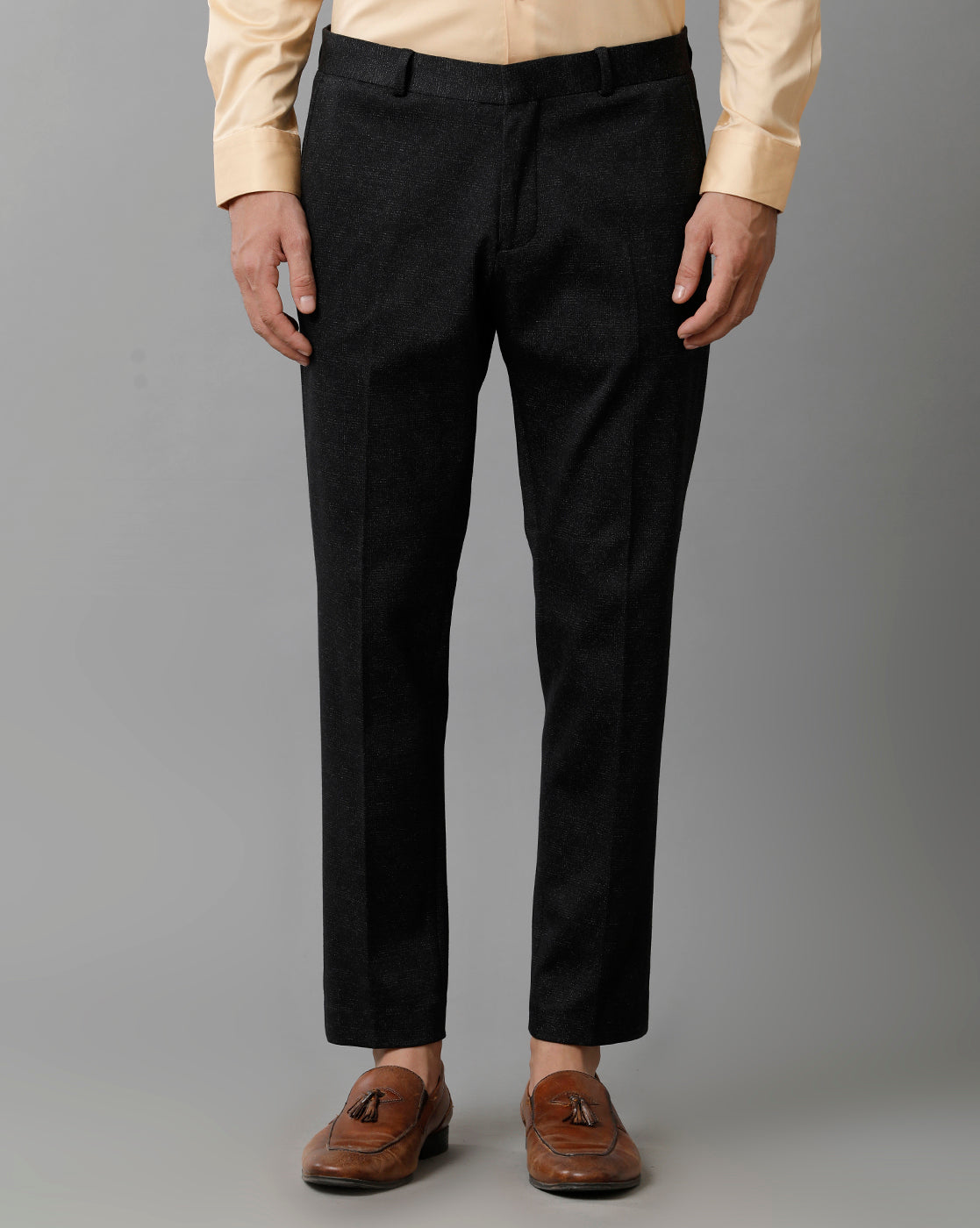 Black Check Knitted Stretch Men's Trouser