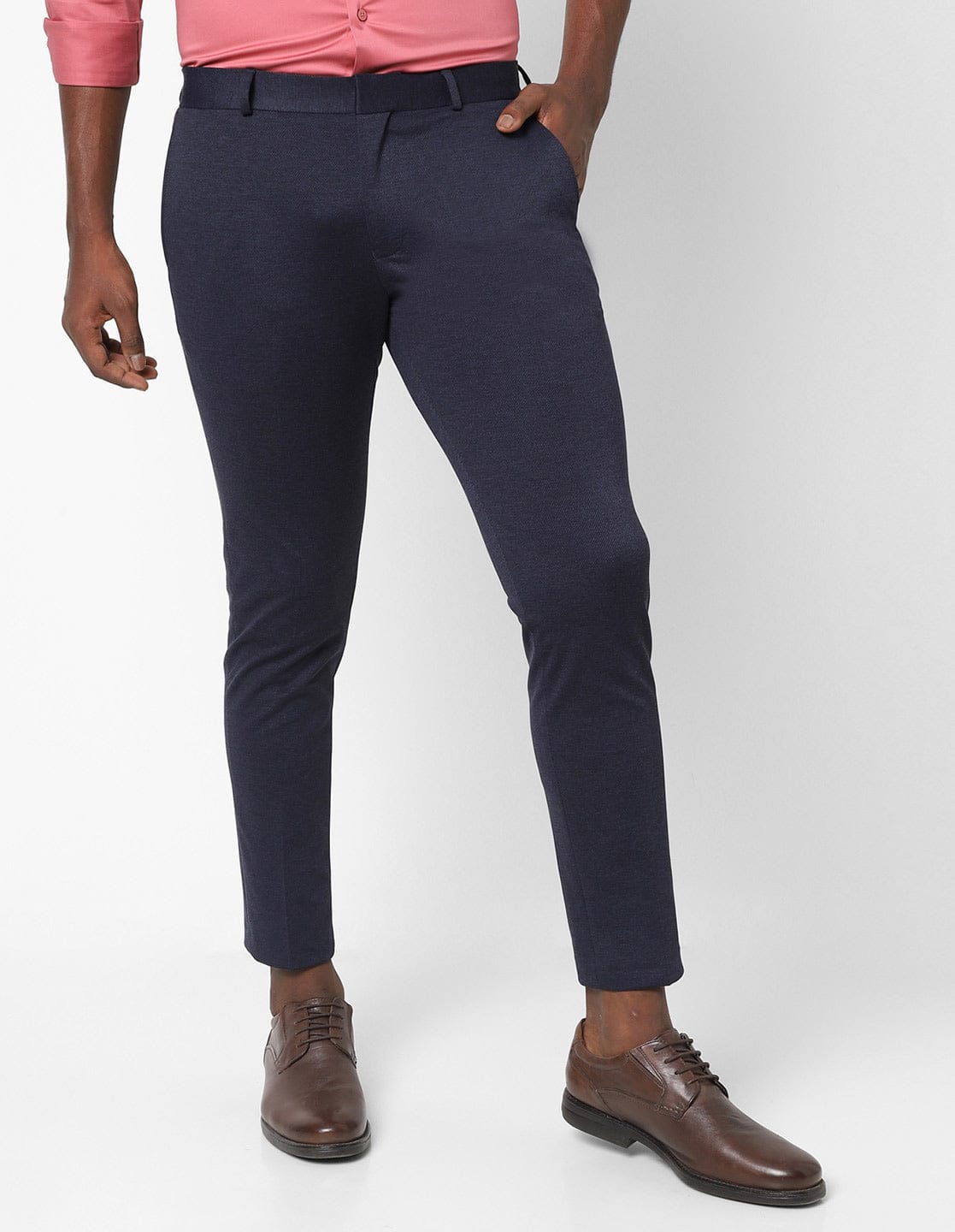 Navy Knitted Stretch Men's Trouser