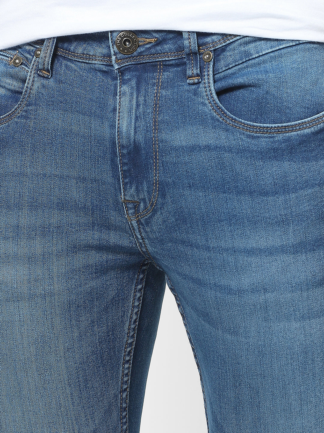 Men Slim Mid Rise Light Blue Jeans