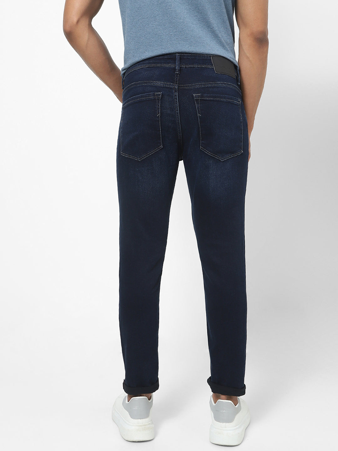 Men Slim Mid Rise Blue Jeans