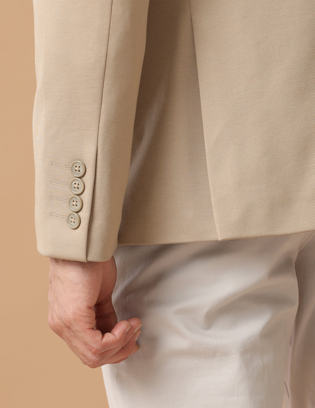 Men's Slim Fit Single Breasted Beige Formal Blazer