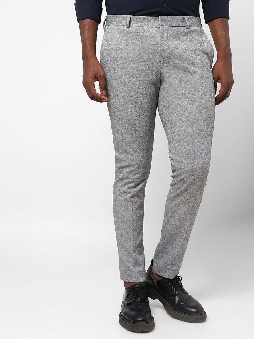 Grey Knitted Stretch Men's Trouser