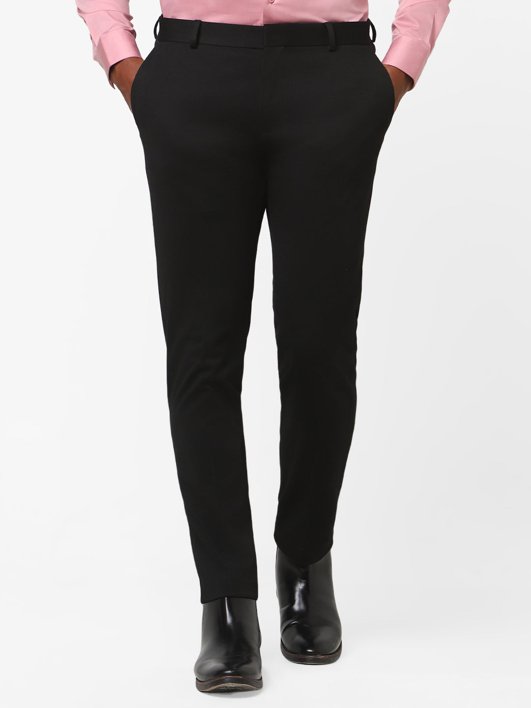 Black Knitted Stretch Men's Trouser