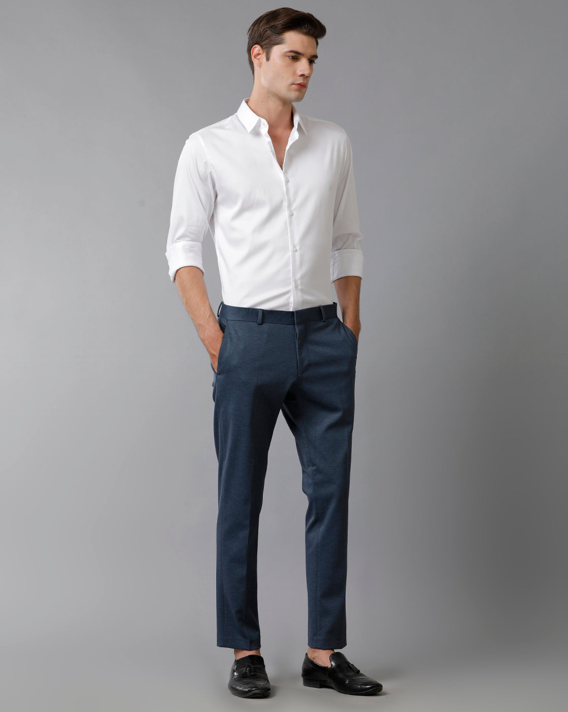 Teal Knitted Stretch Men's Trouser