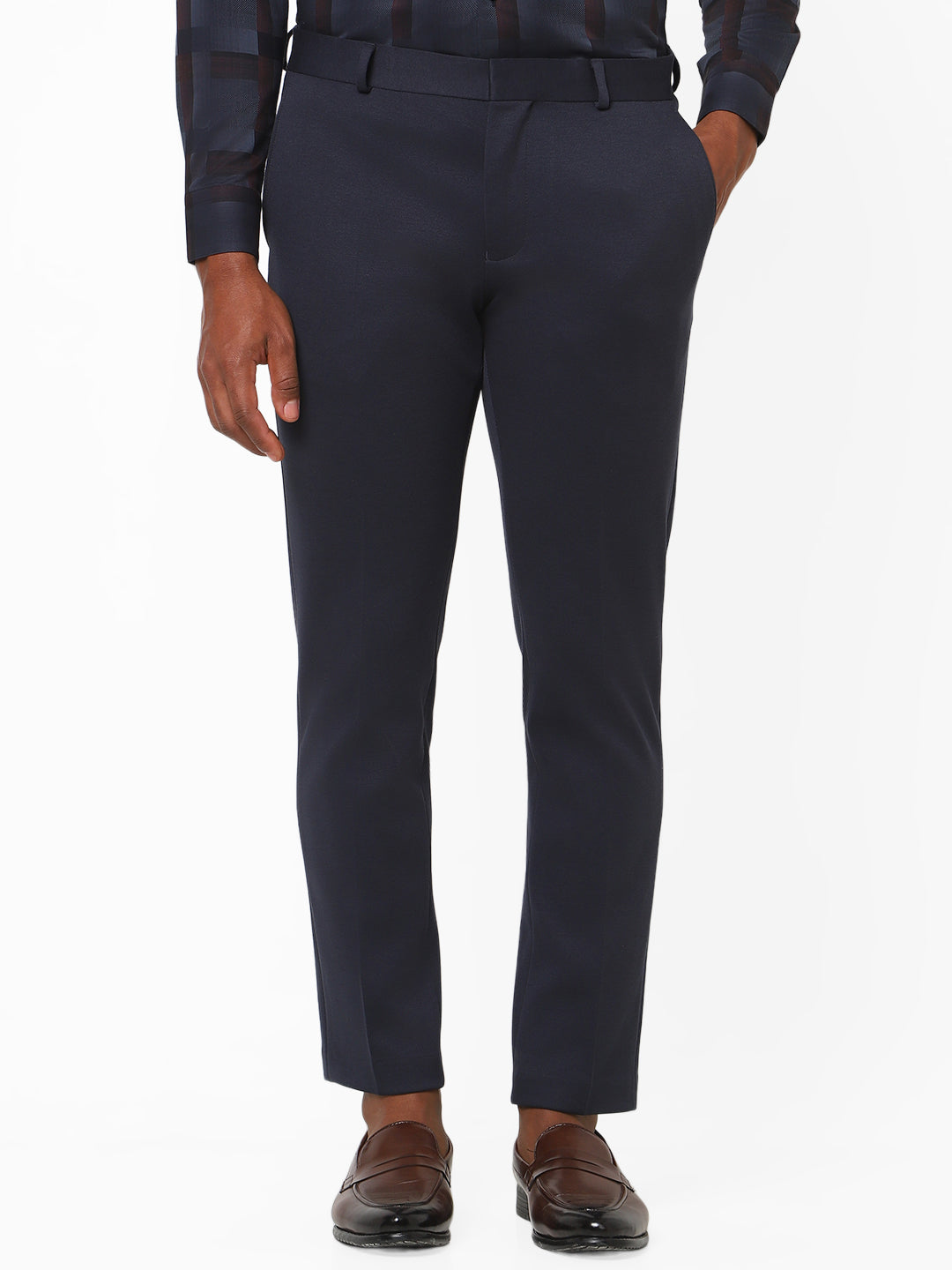Navy Knitted Stretch Men's Trouser