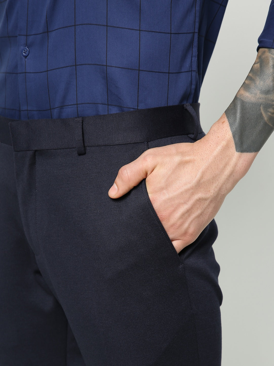 Navy Knitted Stretch Men's Trouser