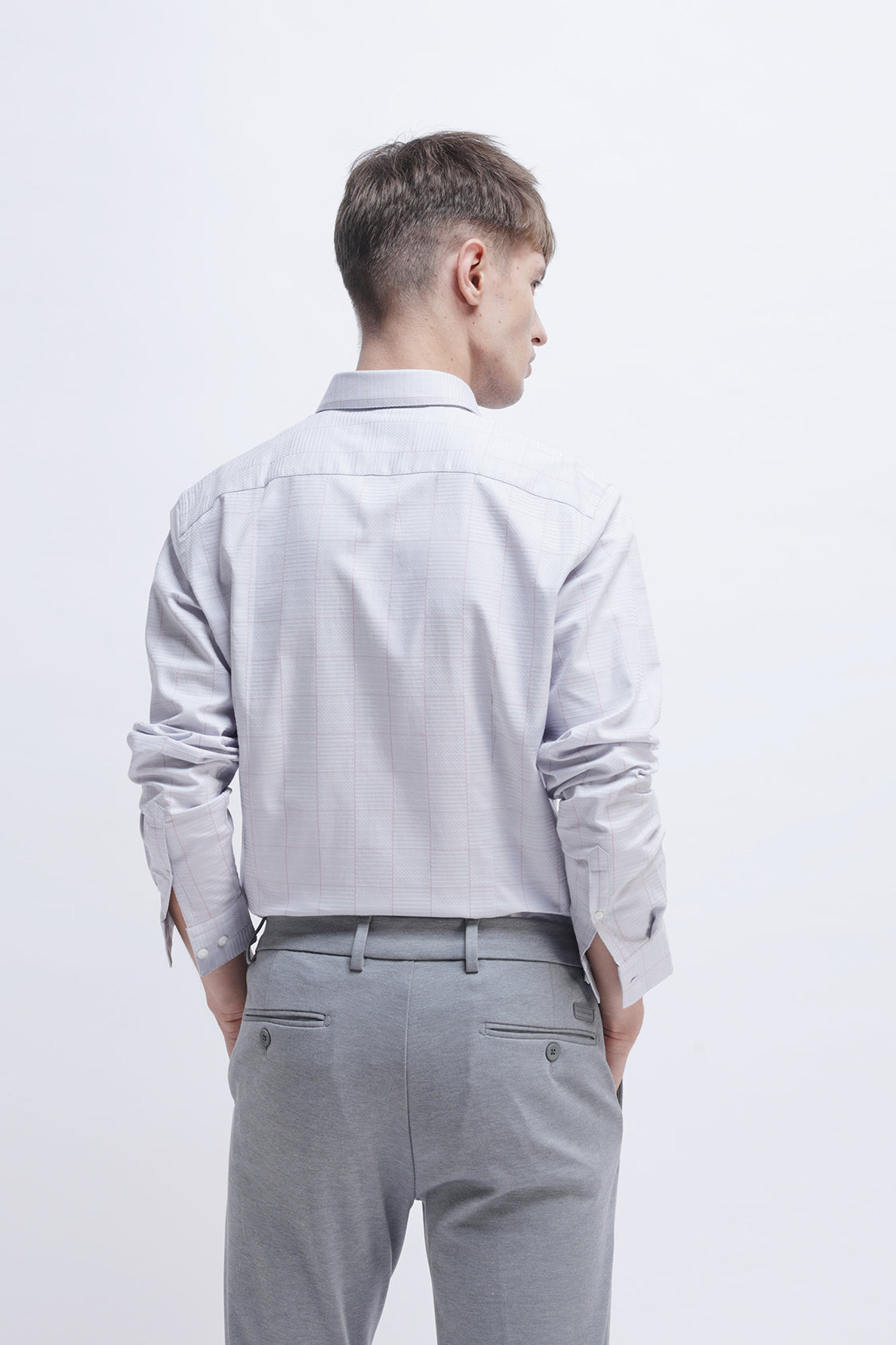 LIGHT GREY CHECKED CASUAL SHIRT