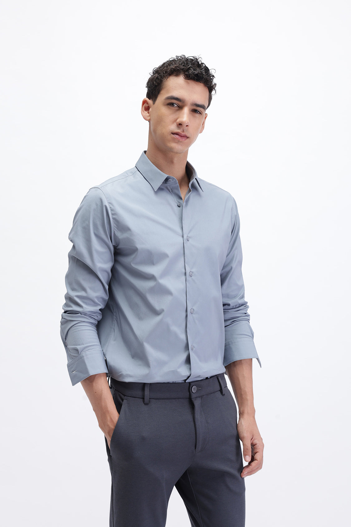 SLIM FIT PLAIN CASUAL SHIRT