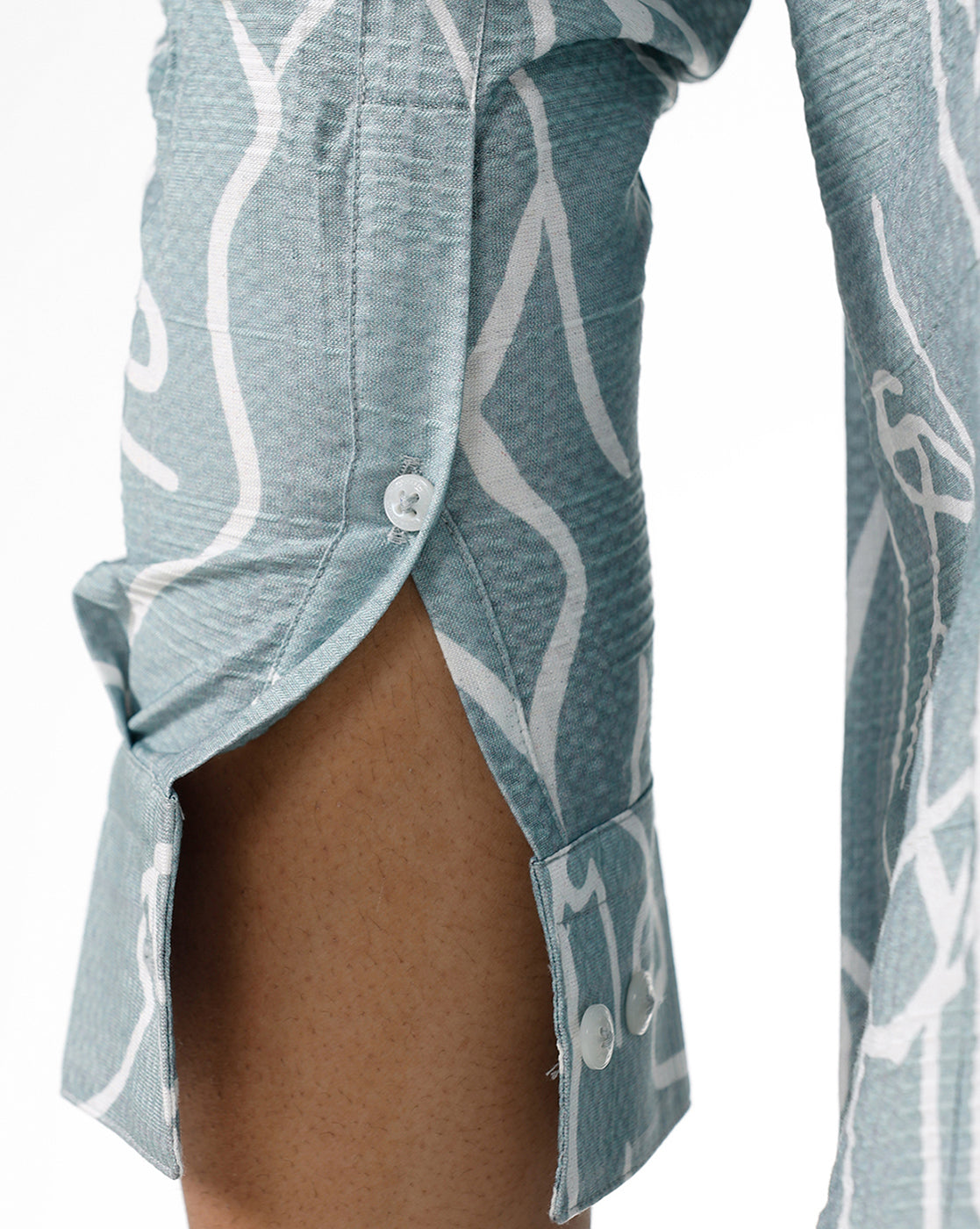 Light Green  White Abstract Print Casual Shirt