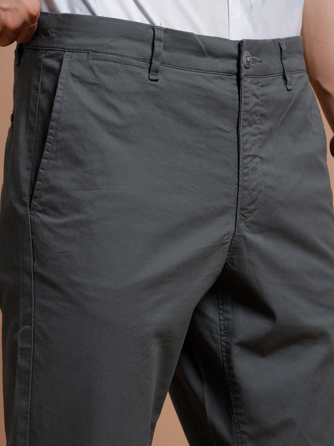 Dk Grey  Smart Casual Cotton Trouser