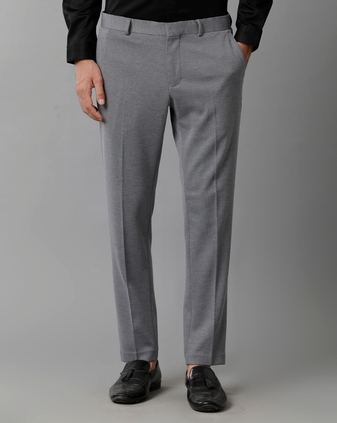 Grey Knitted Stretch Men's Trouser