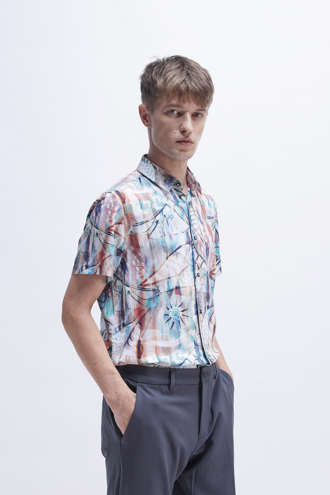 ABSTRACT PRINTED HALF SLEEVES SHIRT