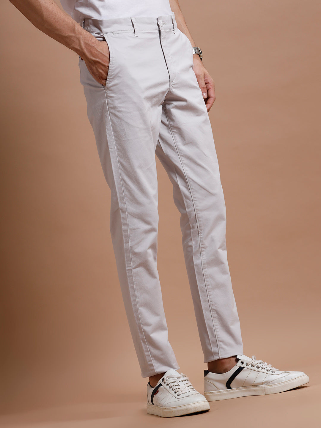 Lt Grey  Smart Casual Cotton Trouser