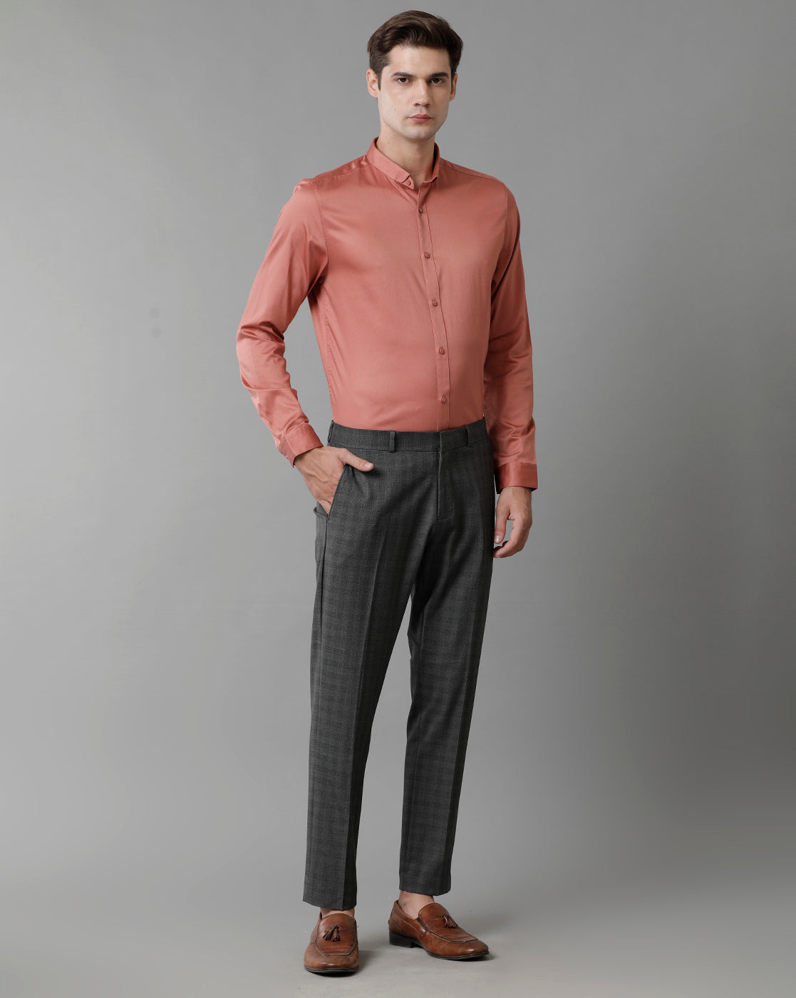 Charcoal Check Knitted Stretch Men's Trouser